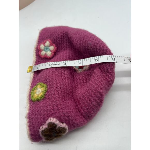 Everest Design Kids Small 6-12 mo pink floral crochet Beanie Hat Cap lined - Picture 8 of 8